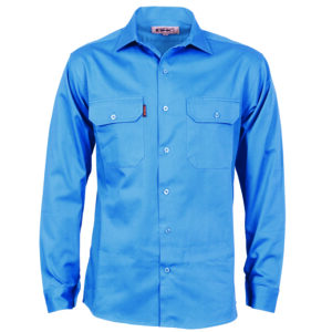 Cotton Drill Work Shirt With Gusset Sleeve - Long Sleeve