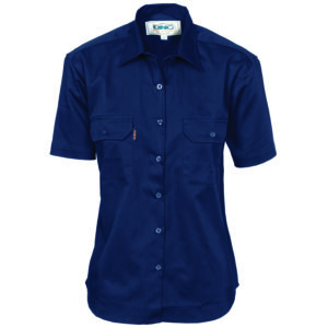 Ladies Cotton Drill Work Shirt - Short Sleeve