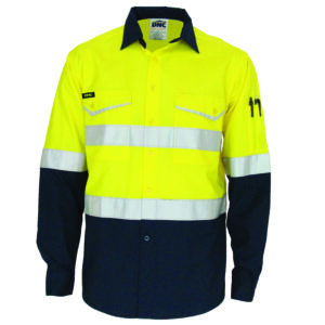 Two-Tone RipStop Cotton Shirt with Reflective CSR Tape. L/S