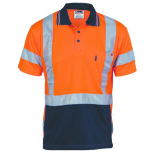 HiVis D/N Cool Breathe Polo Shirt with Cross Back R/Tape - Short Sleeve