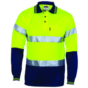 HiVis D/N Cool Breathe Polo Shirt With CSR R/Tape - Long Sleeve