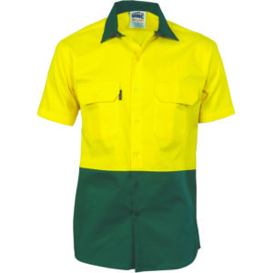 HiVis Two Tone Cotton Drill Shirt - Short Sleeve
