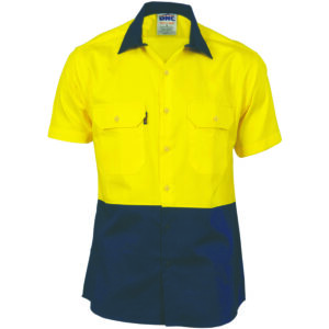 HiVis 2 Tone Cool-Breeze Cotton Shirt - Short Sleeve