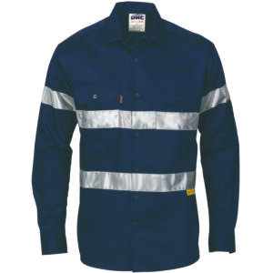 HiVis Cool-Breeze Cotton Shirt with 3M 8910 R/Tape - Long sleeve